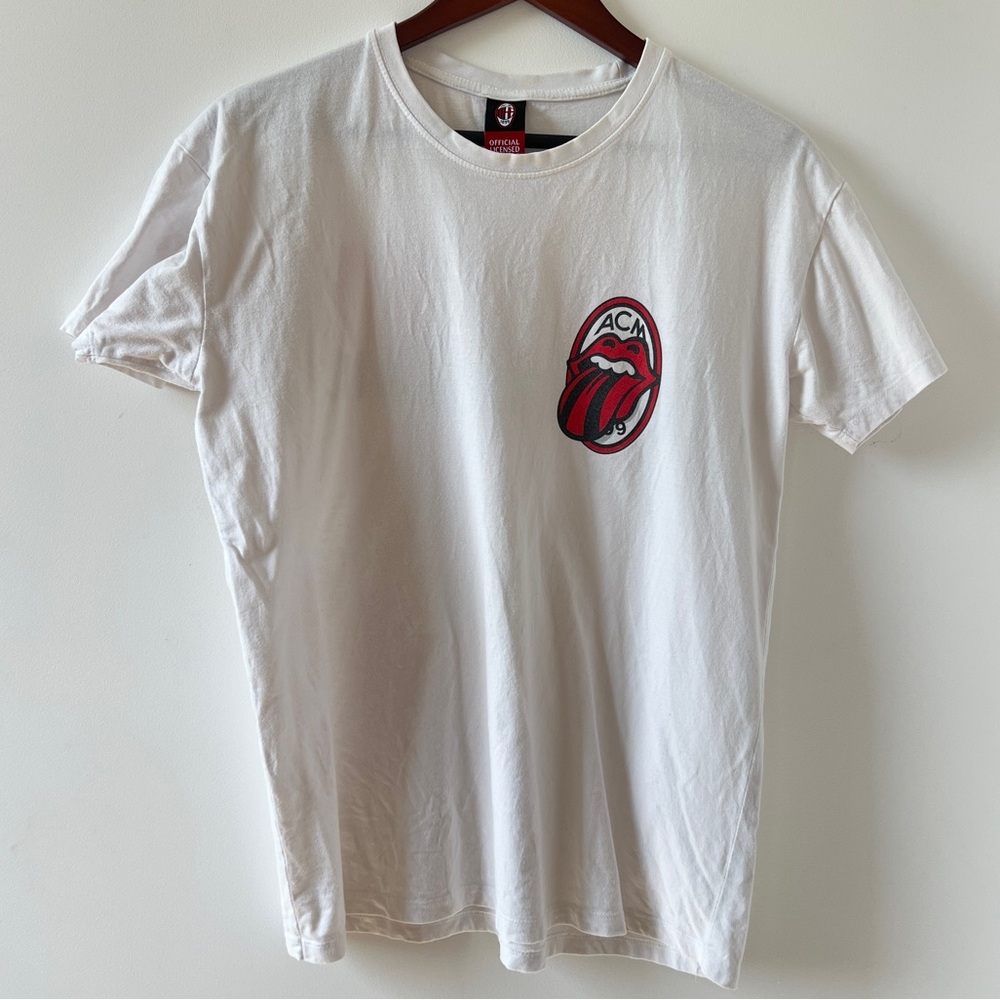 AC Milan x The Rolling Stones White short sleeve Tshirt Size M official licensed